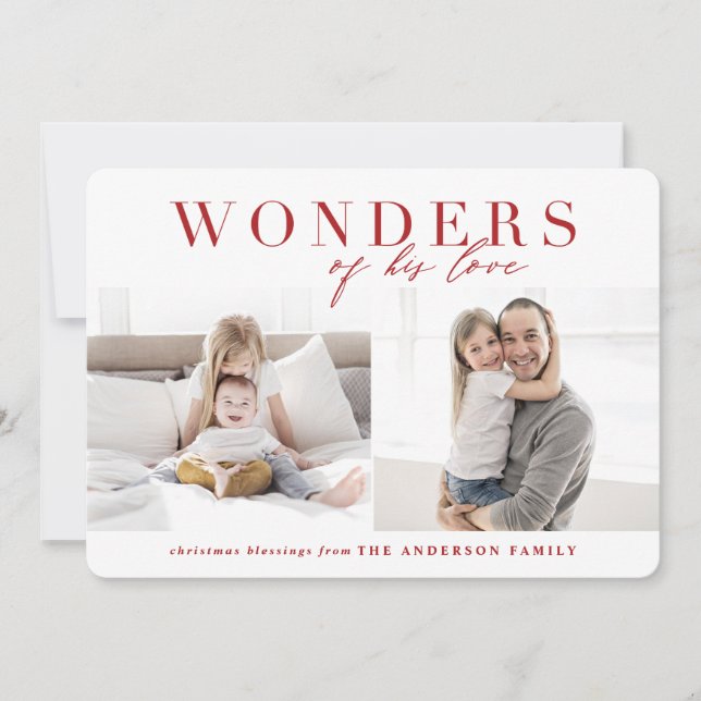 Wonders of his love religious multiphoto Christmas Holiday Card (Front)