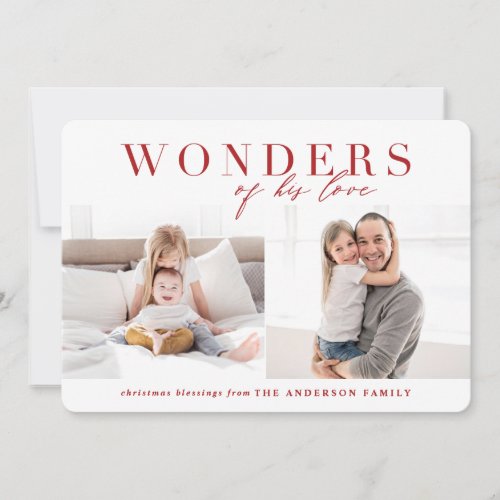 Wonders of his love religious multiphoto Christmas Holiday Card