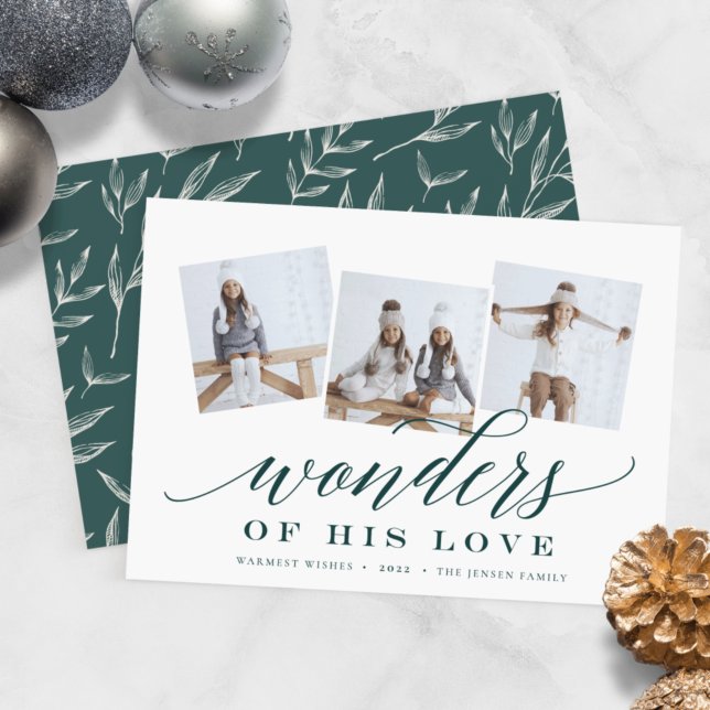 Wonders of His Love | Religious Photo Collage Holiday Card (Creator Uploaded)