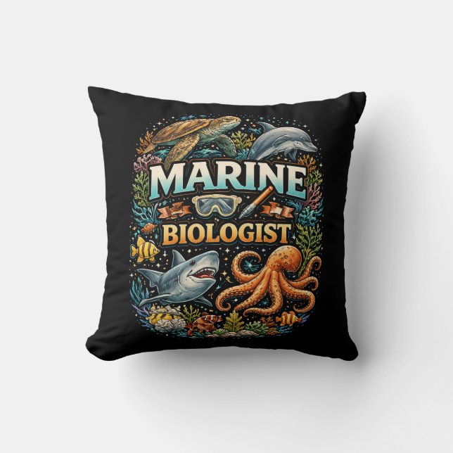 Wonders of the Ocean Realm Throw Pillow (Front)