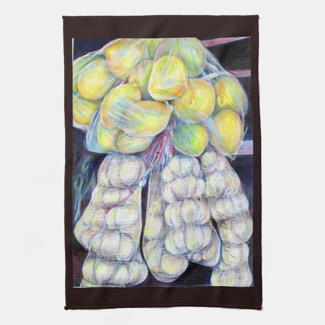 Wonders of the Wet Markets Kitchen Towel (Vertical)