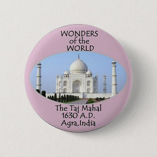 WONDERS OF THE WORLD - THE TAJ MAHAL PINBACK BADGE BUTTON