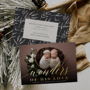 Wonders Twins Holiday Foil Birth Announcement