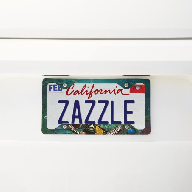 Wonderul mermaid with turtle license plate frame (On Car)