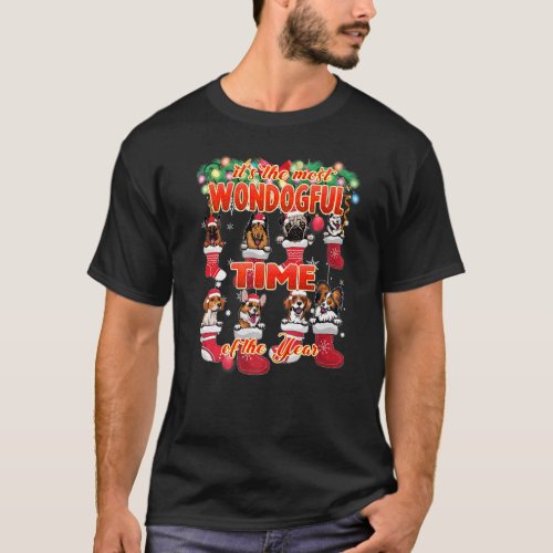 Wondogful Time of the Year Cute Dogs Christmas T_Shirt