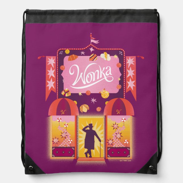 Wonka Candy Store Graphic Drawstring Bag (Front)