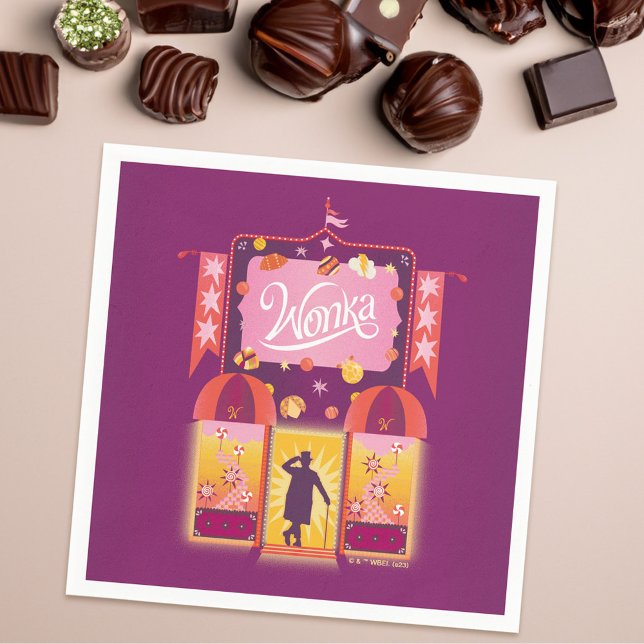 Wonka Candy Store Graphic Napkins (Napkin on table)