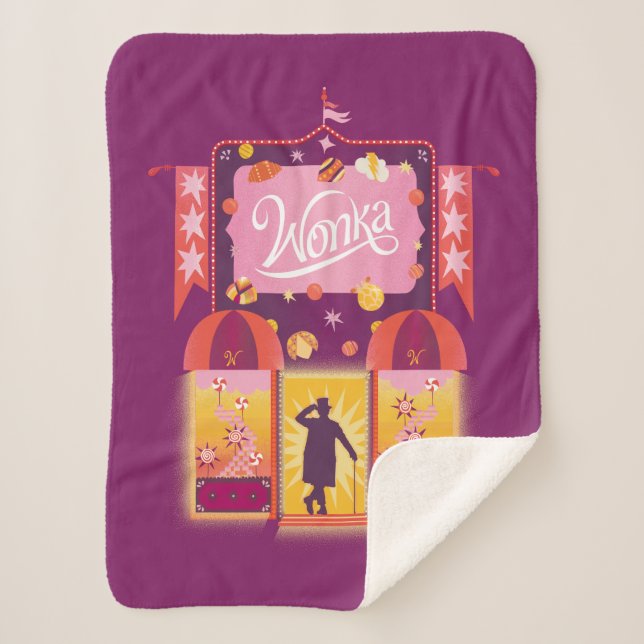 Wonka Candy Store Graphic Sherpa Blanket (Front)