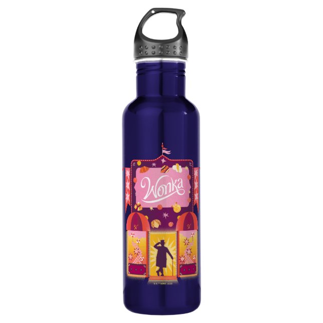 Wonka Candy Store Graphic Stainless Steel Water Bottle (Front)