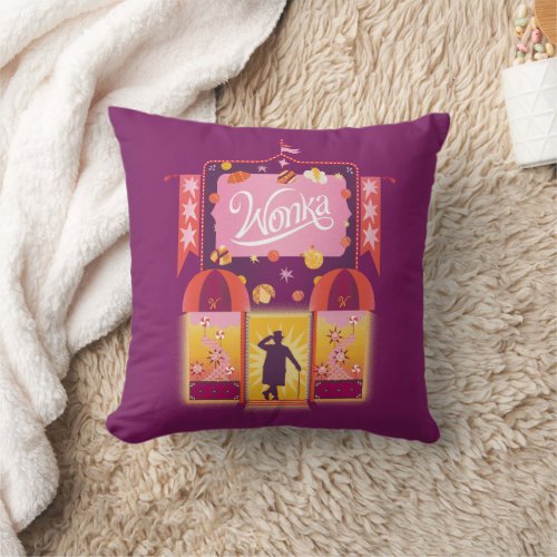 Wonka Candy Store Graphic Throw Pillow