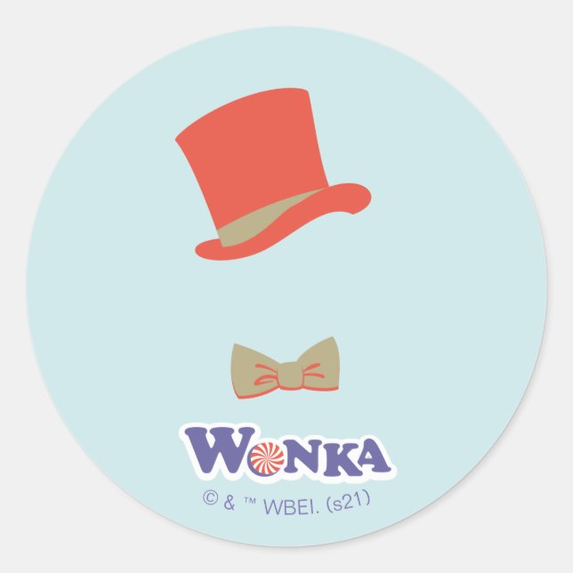 Wonka Top Hat & Bow Tie Classic Round Sticker (Front)
