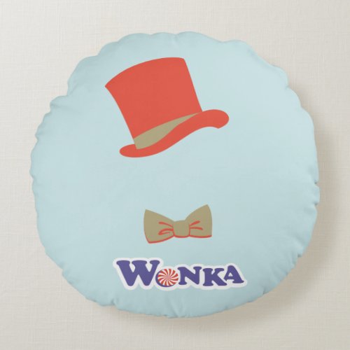Wonka Top Hat  Bow Tie Round Pillow
