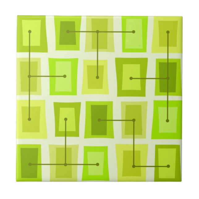 Wonky Doors Smaller Chartreuse Ceramic Tile (Front)