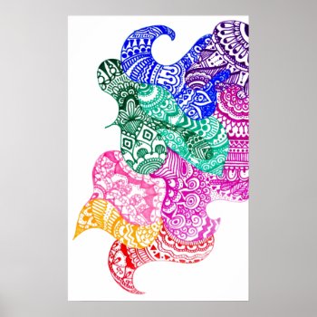 Wonky Rainbow Doodle Poster by Megaflora at Zazzle