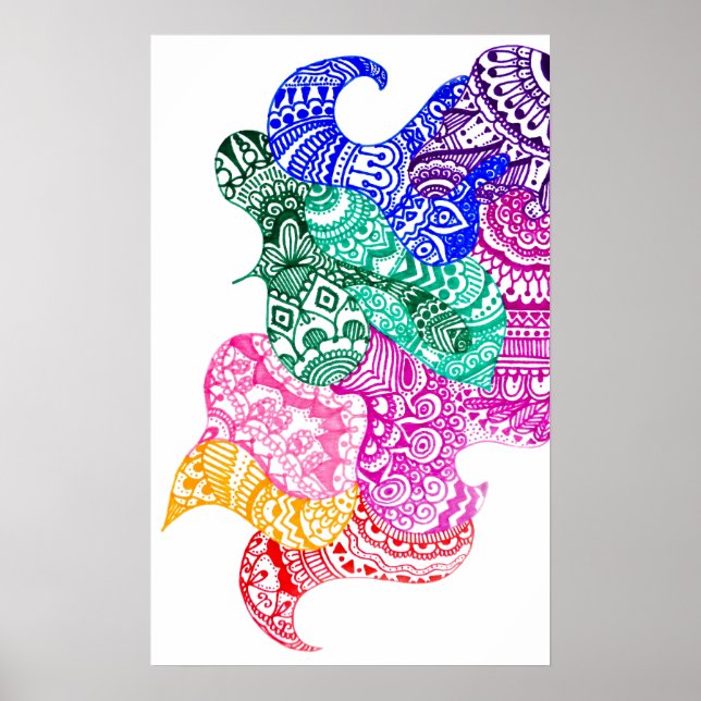 Wonky Rainbow Doodle Poster (Front)