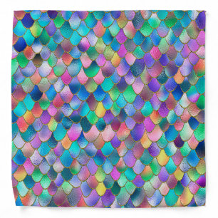 Wonky Rainbow Glitter Metal Mermaid Scales Bandana