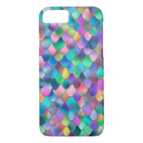 Wonky Rainbow Glitter Metal Mermaid Scales iPhone 87 Case