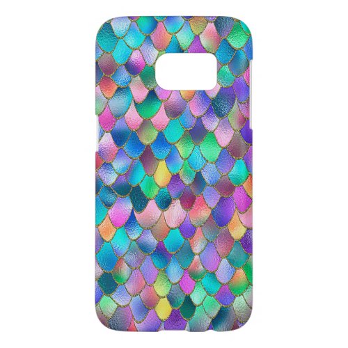 Wonky Rainbow Glitter Metal Mermaid Scales Samsung Galaxy S7 Case