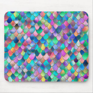 Wonky Rainbow Glitter Metal Mermaid Scales Mouse Pad
