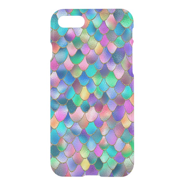 Wonky Rainbow Glitter Metal Mermaid Scales Uncommon iPhone Case (Back)