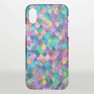 Wonky Rainbow Glitter Metal Mermaid Scales iPhone X Case