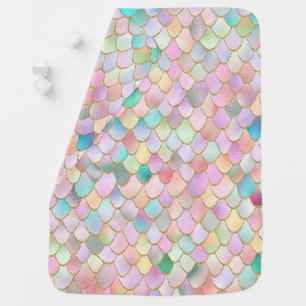 Wonky Trendy Rainbow Girl Metal Mermaid Scales Baby Blanket