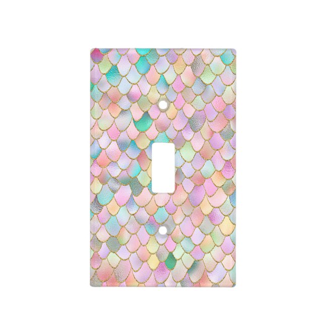 Wonky Trendy Rainbow Girl Metal Mermaid Scales Light Switch Cover (Front)