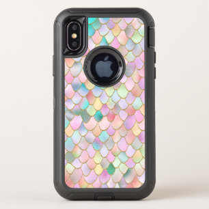 Wonky Trendy Rainbow Girl Metal Mermaid Scales OtterBox Defender iPhone X Case