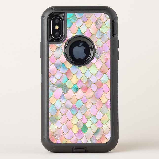 Wonky Trendy Rainbow Girl Metal Mermaid Scales Otterbox iPhone Case (Back)