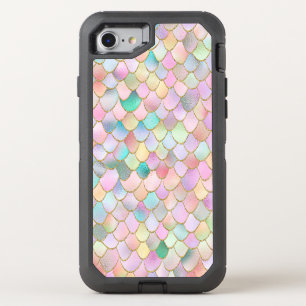 Wonky Trendy Rainbow Girl Metal Mermaid Scales OtterBox Defender iPhone SE/8/7 Case