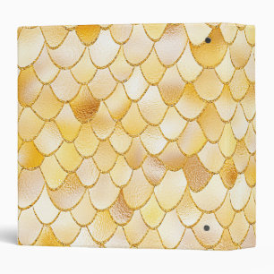 Wonky Watercolor Gold Glitter Metal Mermaid Scales 3 Ring Binder
