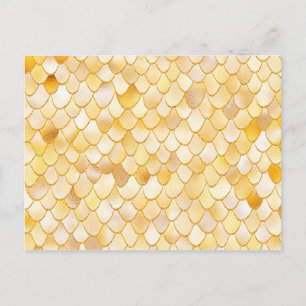 Wonky Watercolor Gold Glitter Metal Mermaid Scales Postcard