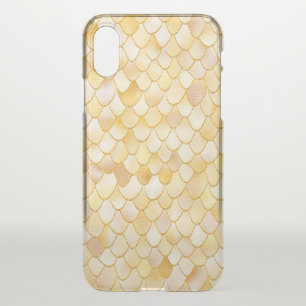 Wonky Watercolor Gold Glitter Metal Mermaid Scales iPhone X Case