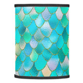 Wonky Watercolor Teal Glitter Metal Mermaid Scales Lamp Shade (Left)