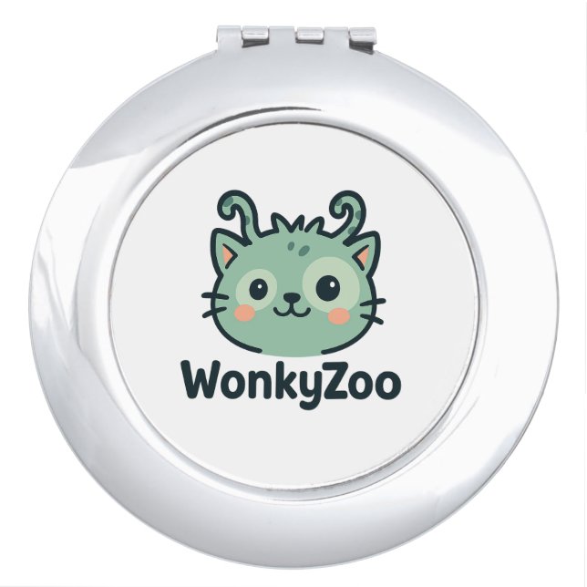 Wonky Zoo Cat Compact Mirror | Funny Pocket Gift (Front)