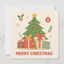 Wonky Zoo Christmas Flat Holiday Card