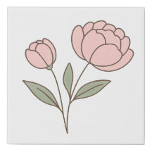 Wonky Zoo Peonies Faux Wrapped Canvas Print