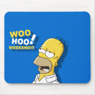 Woo Hoo Weekend Funny Cartoon Mousepad - Blue