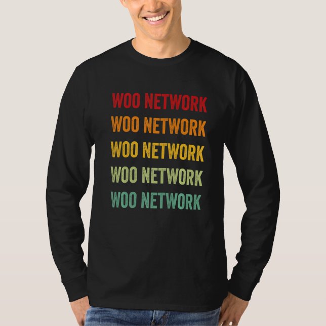 Woo Network Crypto Rainbow Text T-Shirt (Front)
