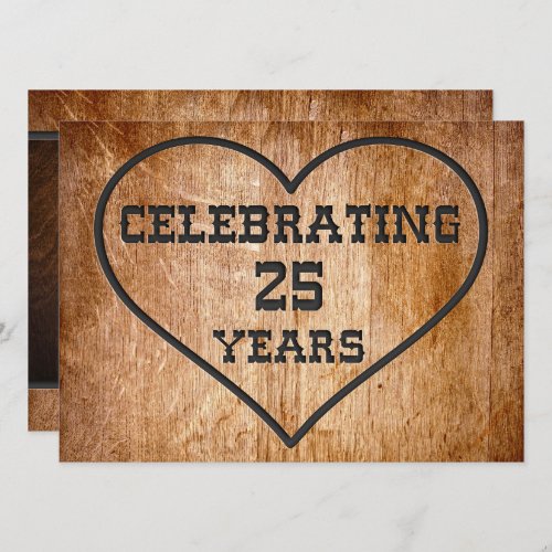 Wood 25th Anniversary Celebration Invitation