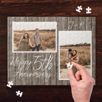 Wood 5th Wedding Anniversary Custom Photo Collage