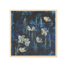 Wood abstract wall art blue flowers. Day 5