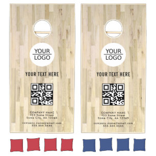 Wood Add Logo QR Code Custom Text Promotion Cornhole Set
