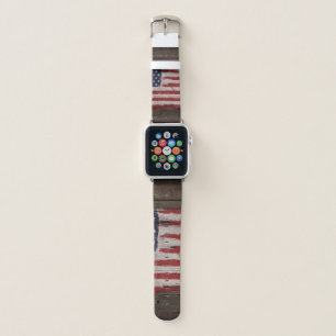 Wood American flag Apple Watch Band