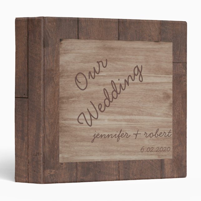 Wood and Birch Country Wedding Album 3 Ring Binder (Front/Spine)