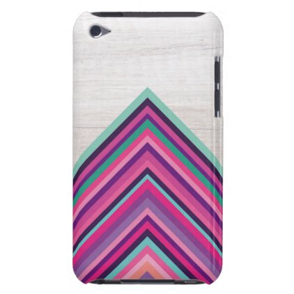 Wood and Bright Stripes, Geometric Bohemian Design Barely There iPod Cover