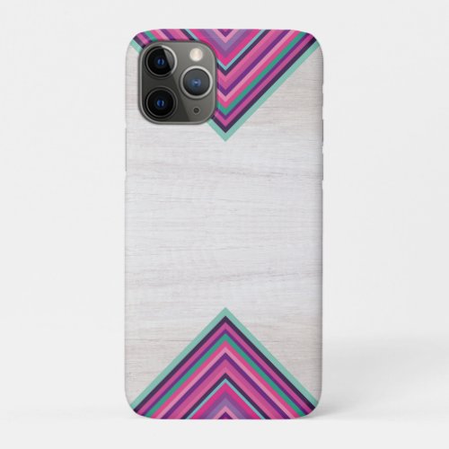 Wood and Bright Stripes Geometric Bohemian Design iPhone 11 Pro Case