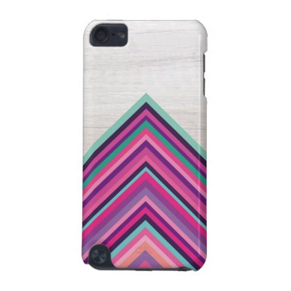 Wood and Bright Stripes, Geometric Bohemian Design iPod Touch 5G Case