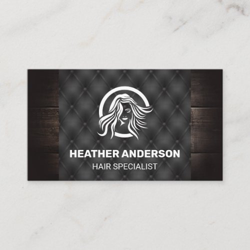 Wood and Button Fabric  Beauty Logo Business Card