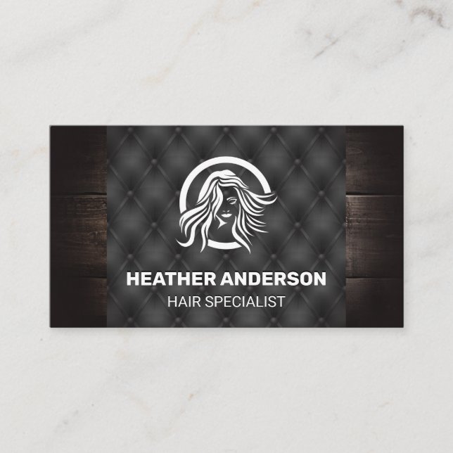 Wood and Button Fabric | Beauty Logo Business Card (Front)